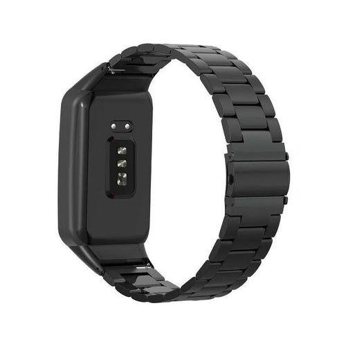 Steel Strap, black, on a watch, 3/4 rear view