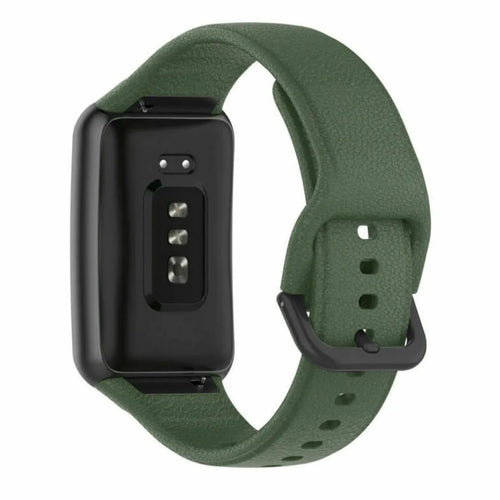 Silicone Strap, dark green, on a watch, 3/4 rear view
