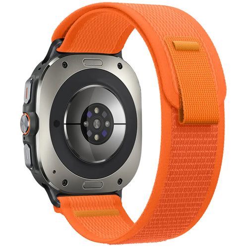 Trail Nylon Strap, orange, on a watch, 3/4 rear view