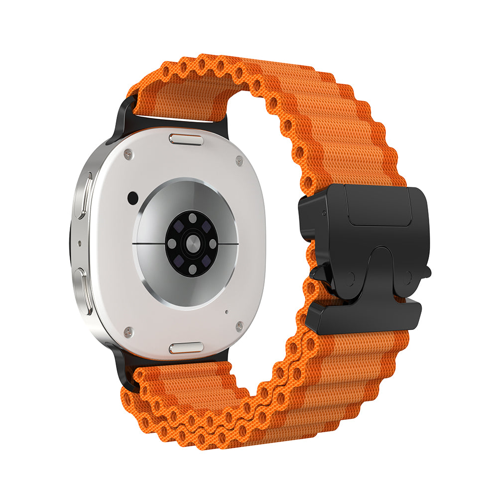 Samsung Galaxy Watch 8 - 44mm Outdoor Nylon Strap with P-Buckle (Orange/Black)