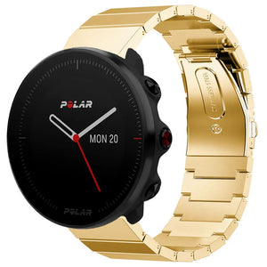 Premium Metal Strap, gold, on a watch, 3/4 rear view