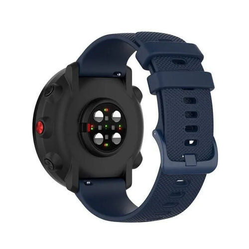 Premium Silicone Strap, dark blue, on a watch, 3/4 rear view