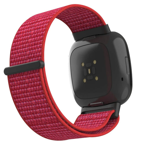 Nylon Strap, red, on a watch, 3/4 rear view