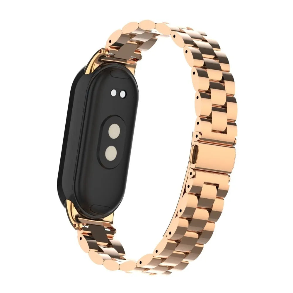 Steel Strap, rose gold, on a watch, 3/4 rear view