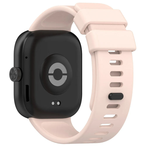 Silicone Strap, pink, on a watch, 3/4 rear view