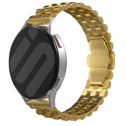 Jubilee Steel Strap, gold, on a watch, 3/4 rear view