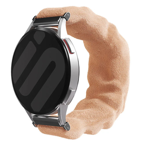 Nylon Scrunchie Strap, beige, on a watch, 3/4 rear view