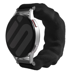 Nylon Scrunchie Strap, black, on a watch, 3/4 rear view