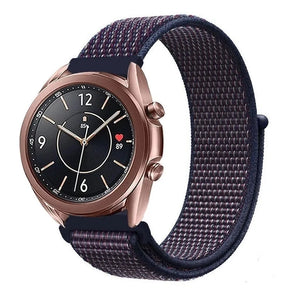 Nylon Strap, indigo blue, on a watch, 3/4 rear view
