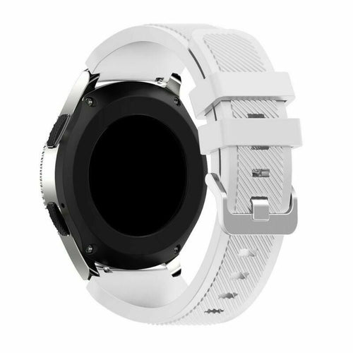 Twill Silicone Strap, white, on a watch, 3/4 rear view