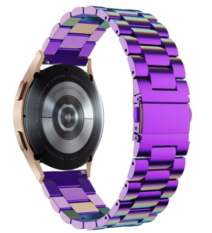 Steel Strap, pearlescent, on a watch, 3/4 rear view