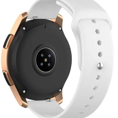Silicone Sport Strap, white, on a watch, 3/4 rear view