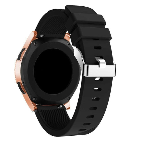 Twill Silicone Strap, black, on a watch, 3/4 rear view