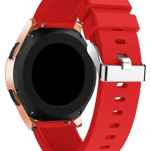Twill Silicone Strap, red, on a watch, 3/4 rear view