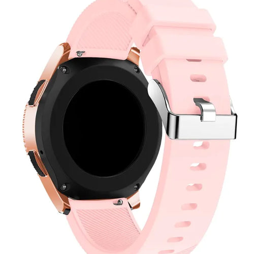 Twill Silicone Strap, pink, on a watch, 3/4 rear view