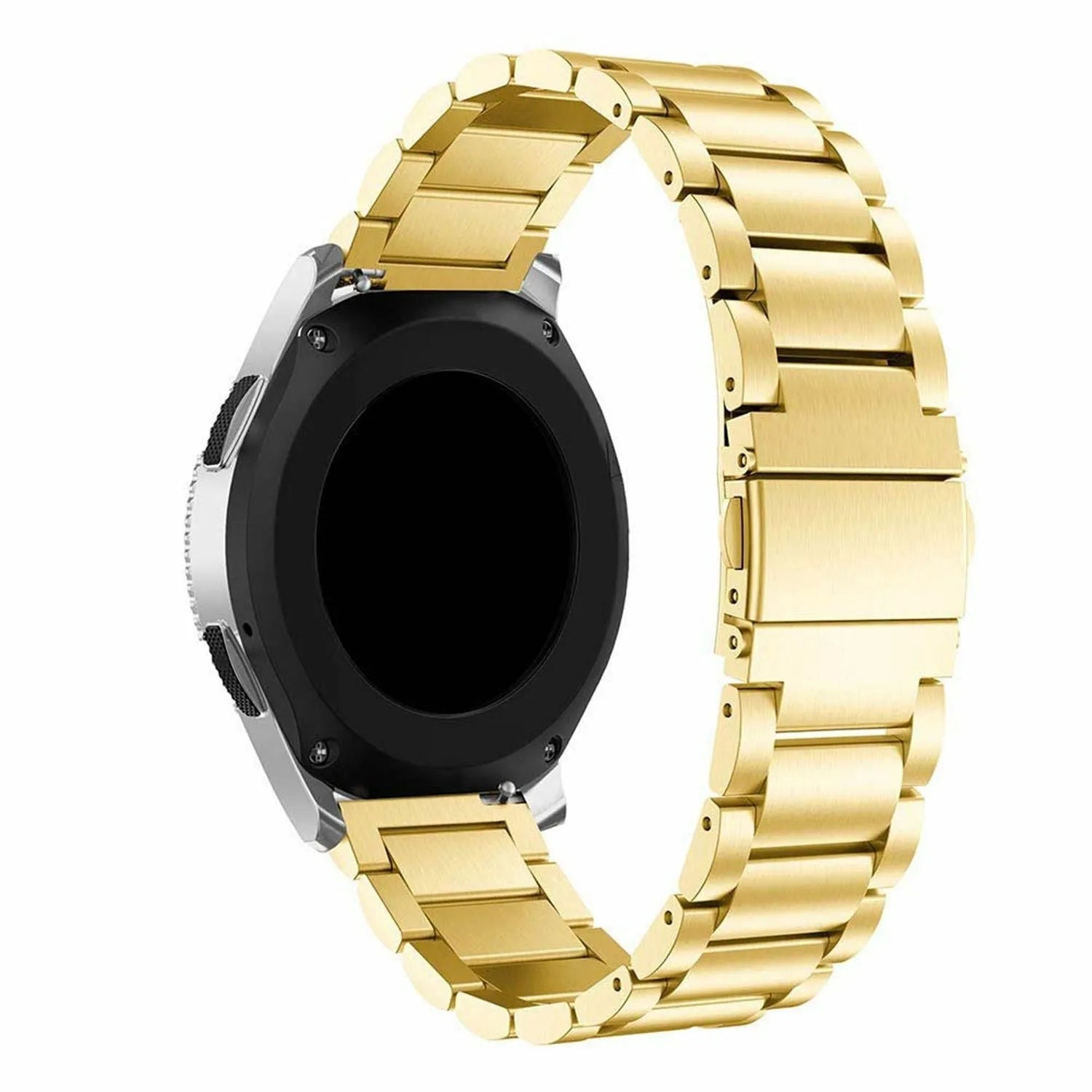 Steel Strap, gold, on a watch, 3/4 rear view