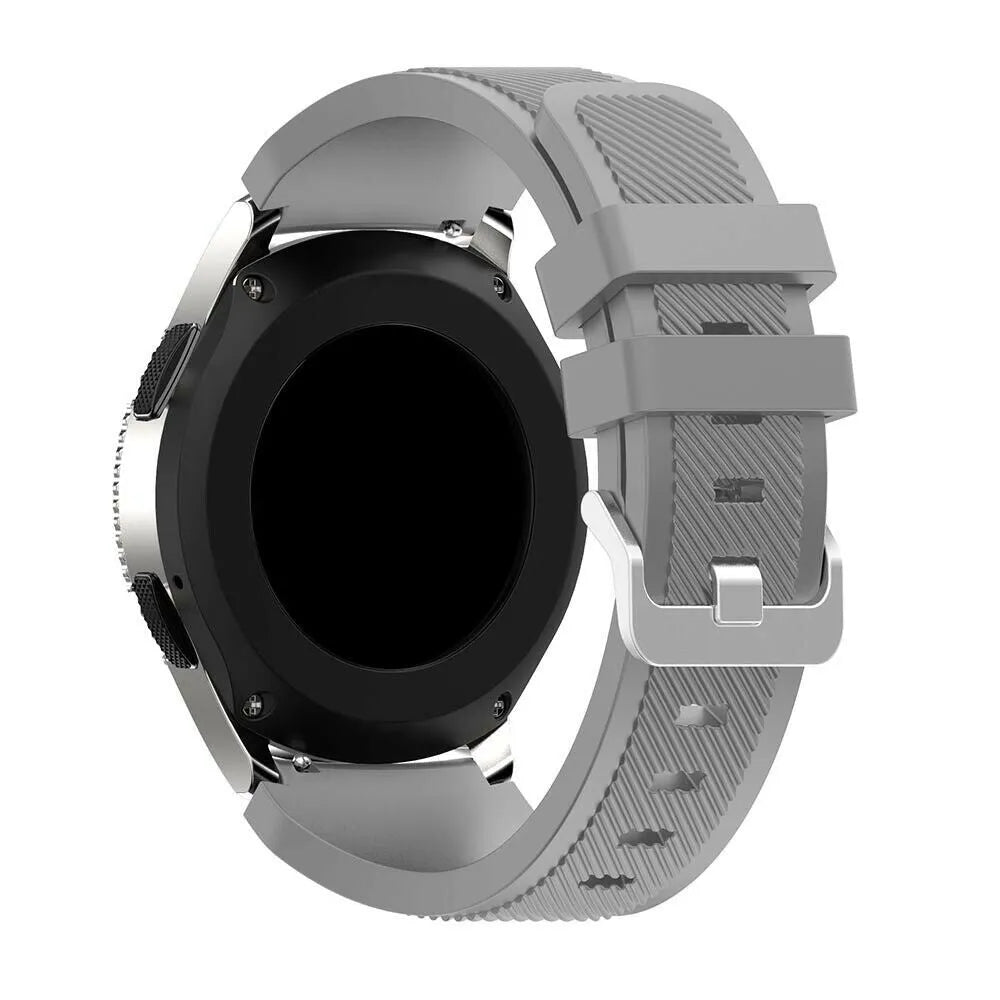 Twill Silicone Strap, grey, on a watch, 3/4 rear view