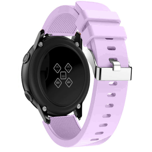 Twill Silicone Strap, lilac, on a watch, 3/4 rear view