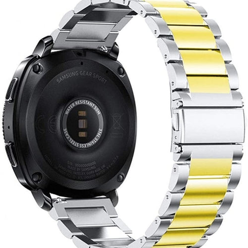 Steel Strap, silver/gold, on a watch, 3/4 rear view