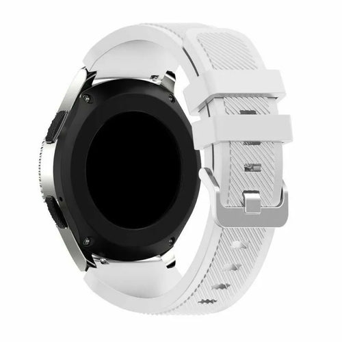 Twill Silicone Strap, white, on a watch, 3/4 rear view