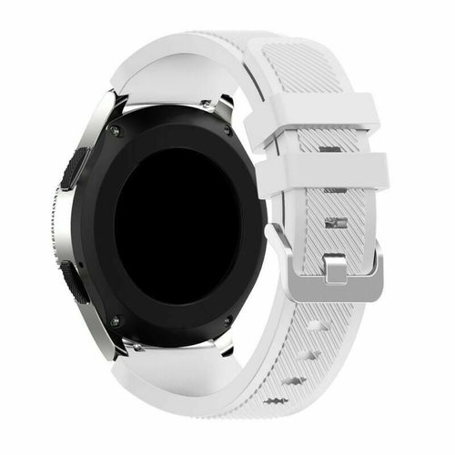 Twill Silicone Strap, white, on a watch, 3/4 rear view
