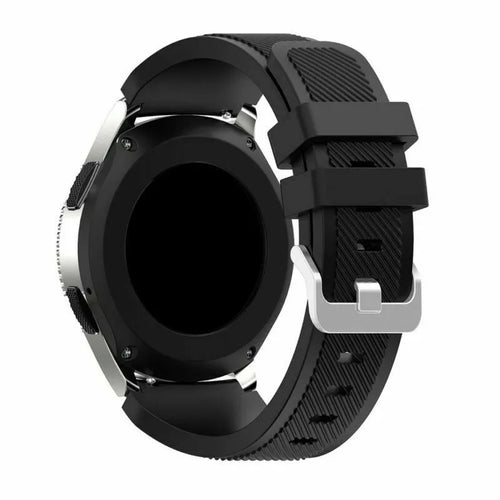 Twill Silicone Strap, black, on a watch, 3/4 rear view