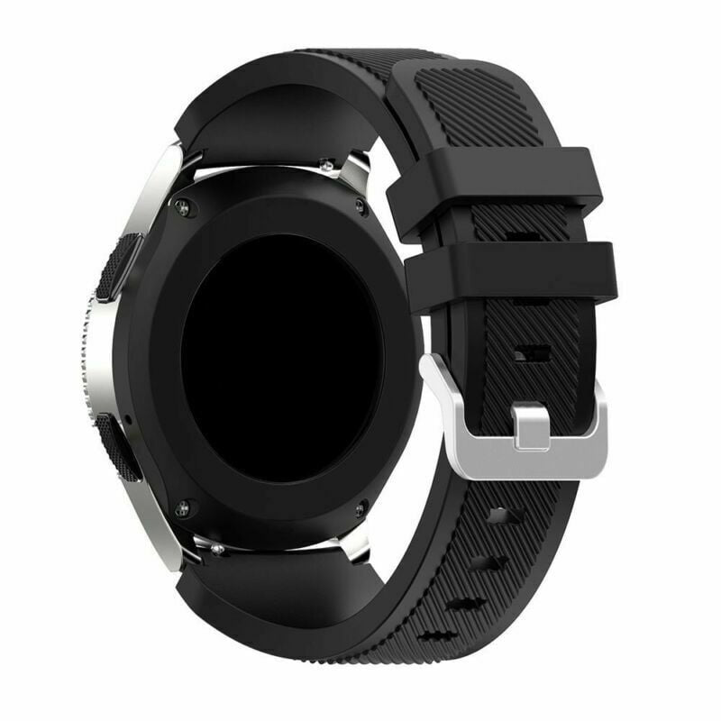 Twill Silicone Strap, black, on a watch, 3/4 rear view