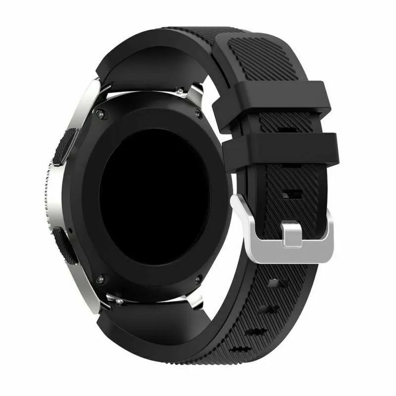 Twill Silicone Strap, black, on a watch, 3/4 rear view