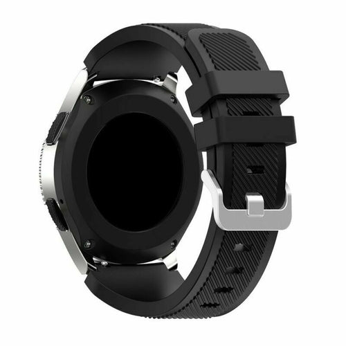 Twill Silicone Strap, black, on a watch, 3/4 rear view