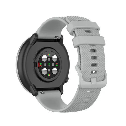 Premium Silicone Strap, grey, on a watch, 3/4 rear view
