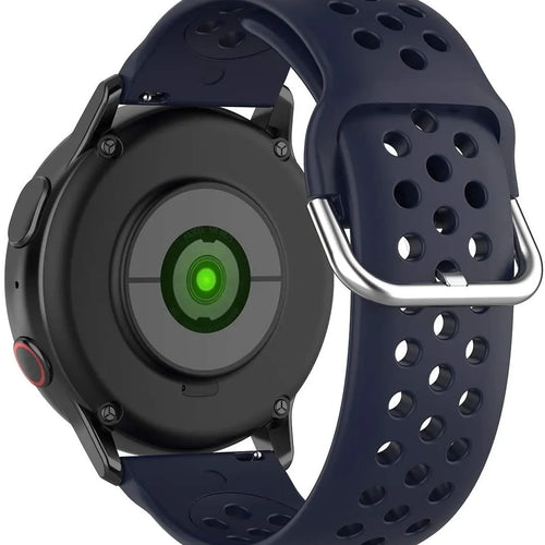 Breathable Silicone Strap, dark blue, on a watch, 3/4 rear view