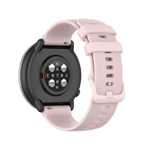 Premium Silicone Strap, pink, on a watch, 3/4 rear view