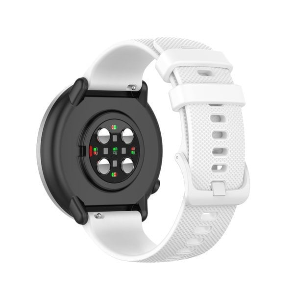 Premium Silicone Strap, white, on a watch, 3/4 rear view