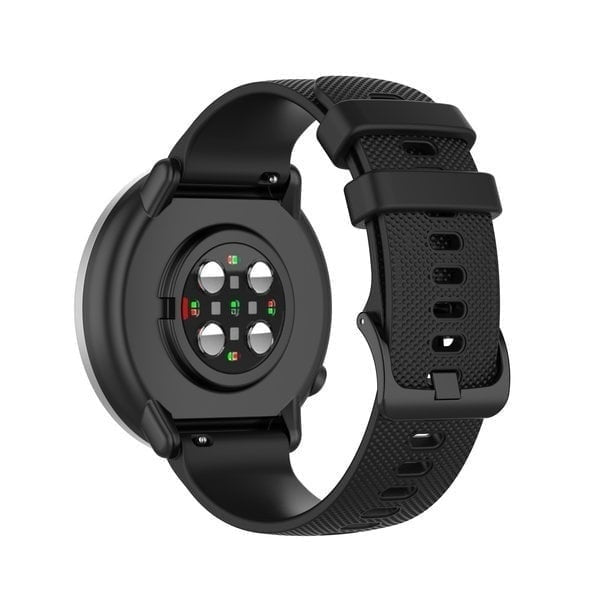 Premium Silicone Strap, black, on a watch, 3/4 rear view