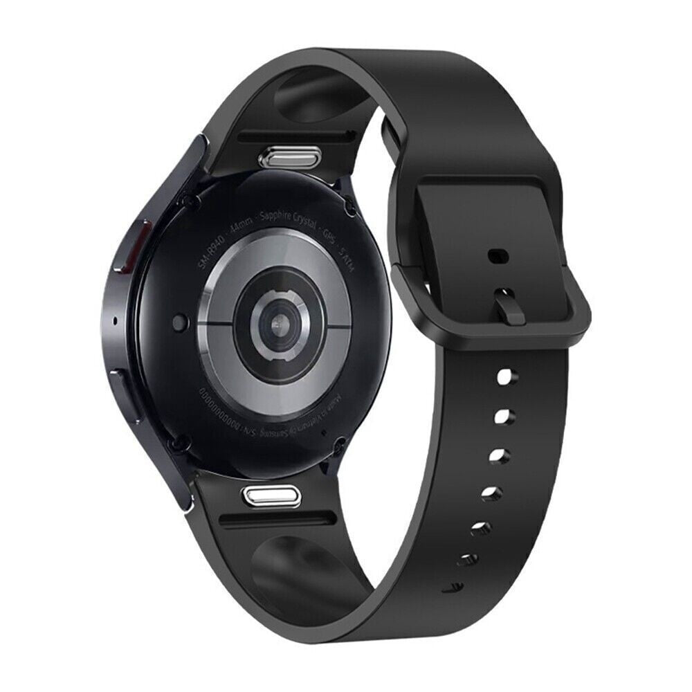 Silicone Strap 'One Push', black, on a watch, 3/4 rear view