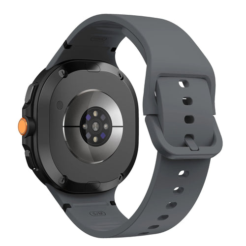 Silicone Strap, dark grey, on a watch, 3/4 rear view
