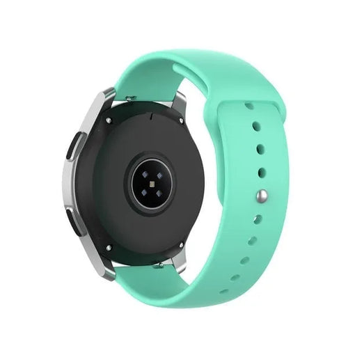 Silicone Sport Strap, aqua, on a watch, 3/4 rear view