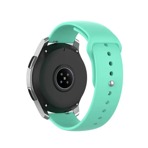 Silicone Sport Strap, aqua, on a watch, 3/4 rear view