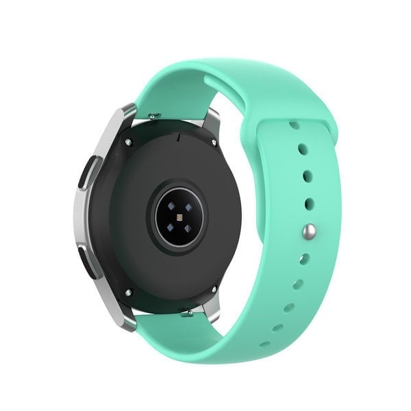 Silicone Sport Strap, aqua, on a watch, 3/4 rear view