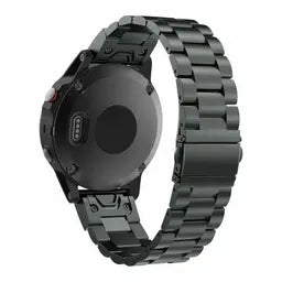 Steel Strap, black, on a watch, 3/4 rear view