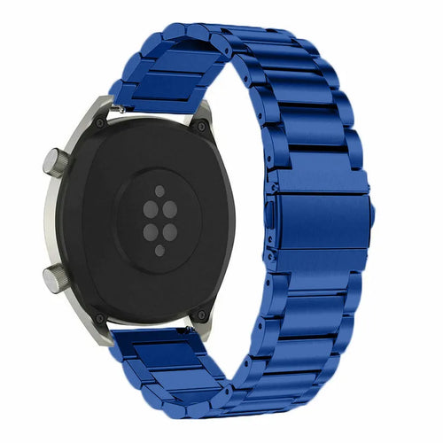Steel Strap, blue, on a watch, 3/4 rear view