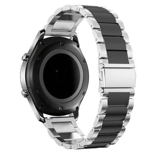 Steel Strap, silver/black, on a watch, 3/4 rear view