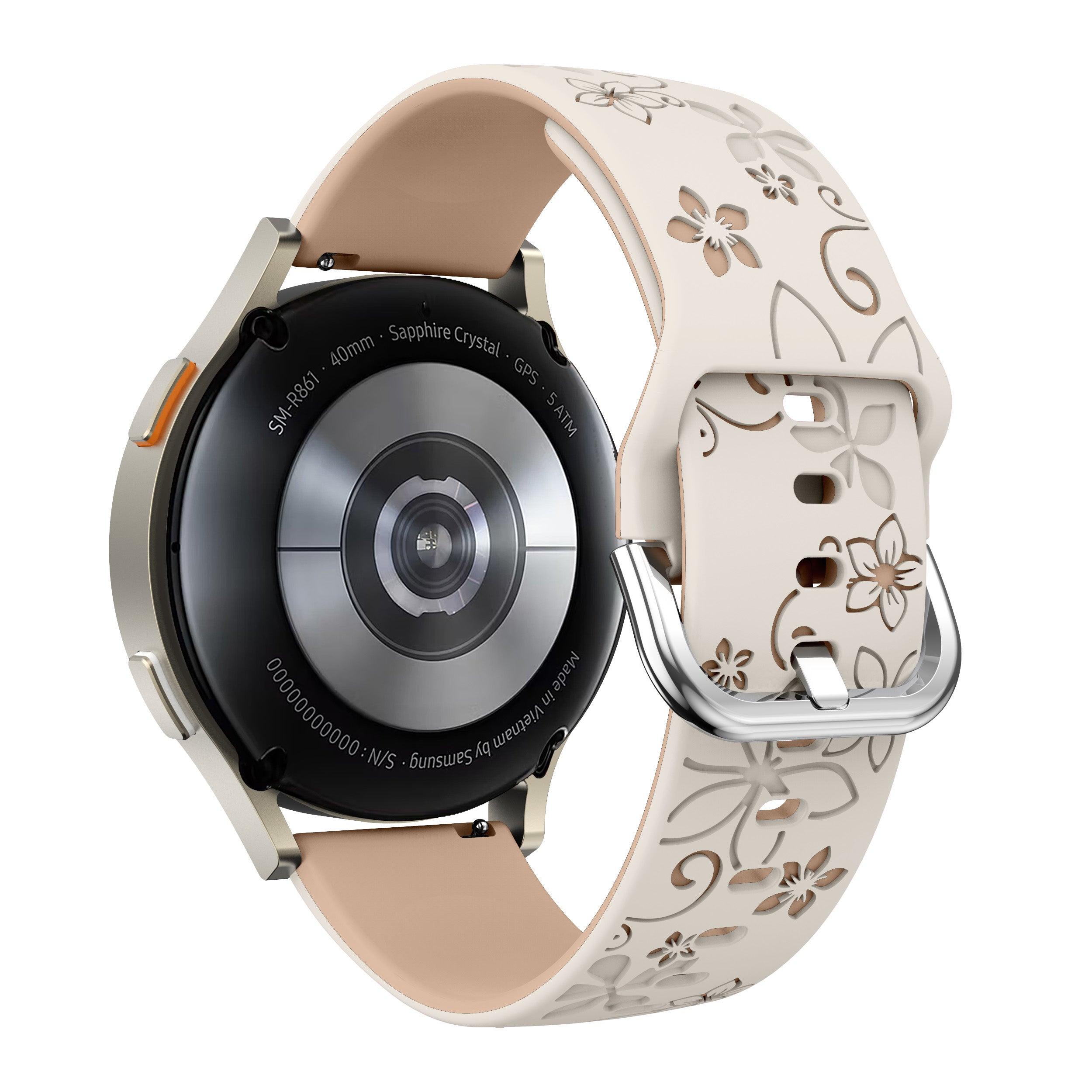 Correa silicona con flores Withings ScanWatch 2 - 38mm (blanco estrella/beige)