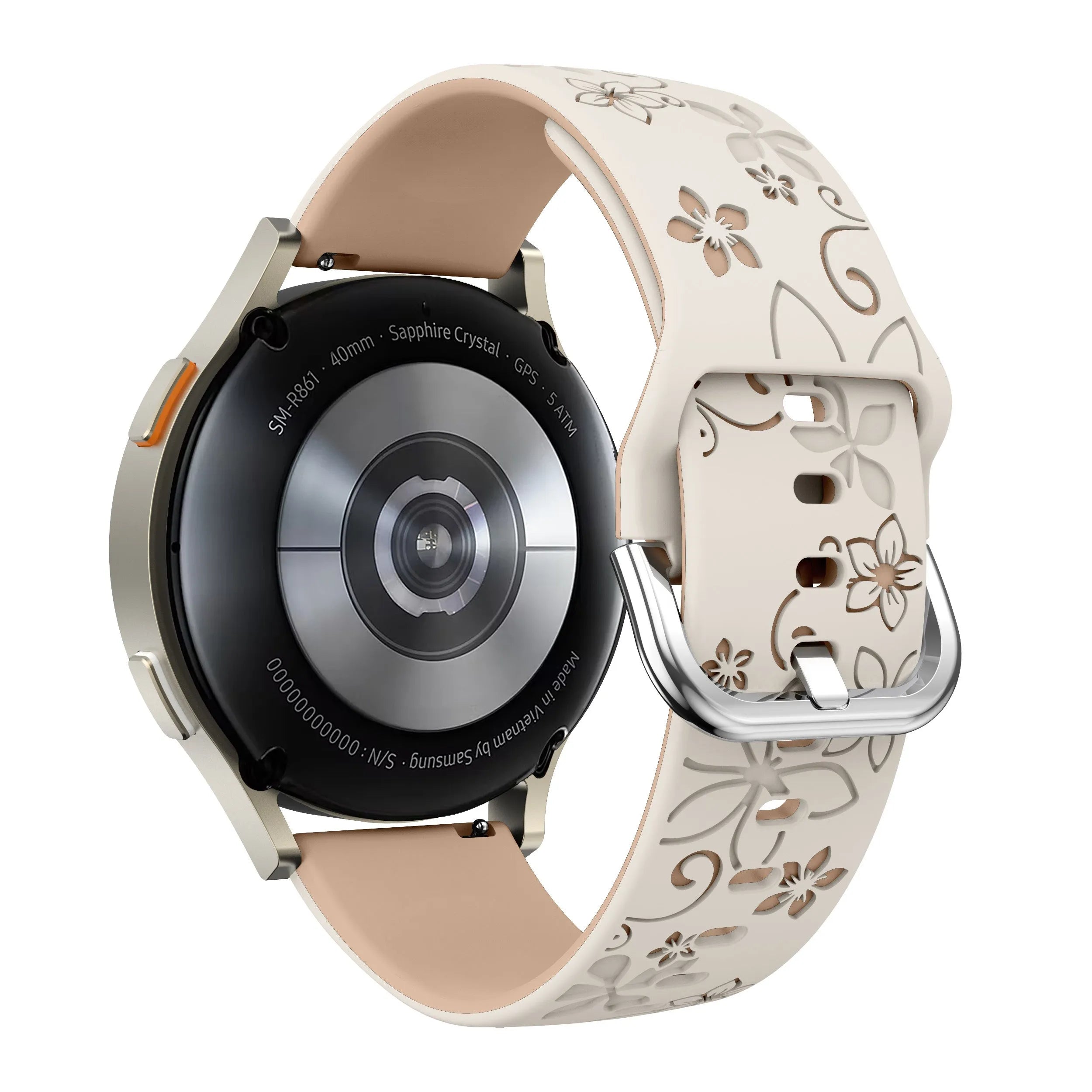Correa silicona con flores Oppo Watch X2 Mini (blanco estrella/beige)