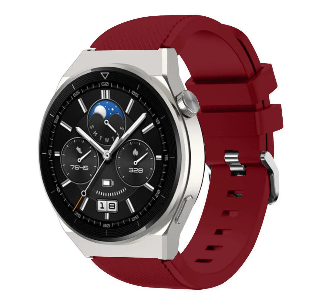 Twill Silicone Strap, on a watch, 3/4 rear view
