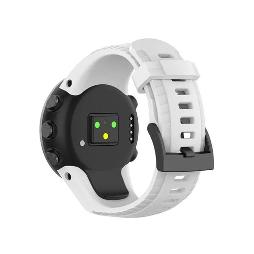 Silicone Strap, white, on a watch, 3/4 rear view