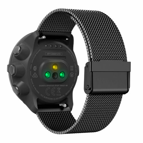 Milanese Strap, black, on a watch, 3/4 rear view