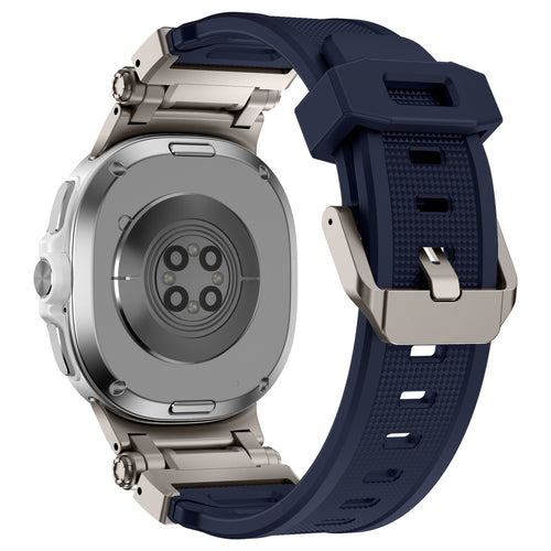 Samsung Galaxy Watch 8 Classic 'Explorer' Silicone Strap (Blue with Titanium)