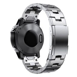 Titanium Strap, silver, on a watch, 3/4 rear view