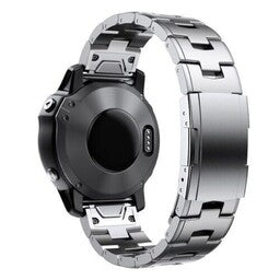Titanium Strap, silver, on a watch, 3/4 rear view
